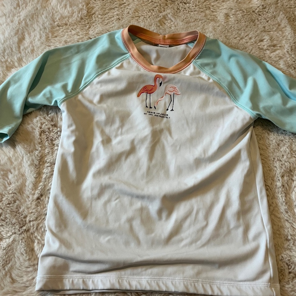 Janie and Jack. Boys size 6 Flamingo Rashguard Swim.